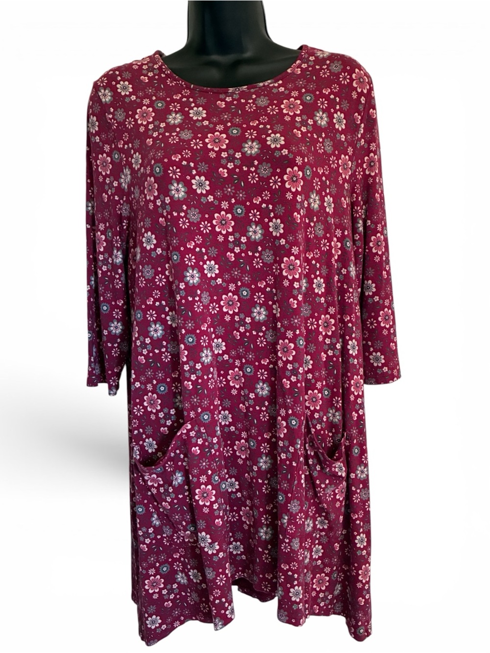 Sea Salt Cornwall Busy Lizzy Cottagecore Grannycore Floral Red Tunic Dress Sz 10